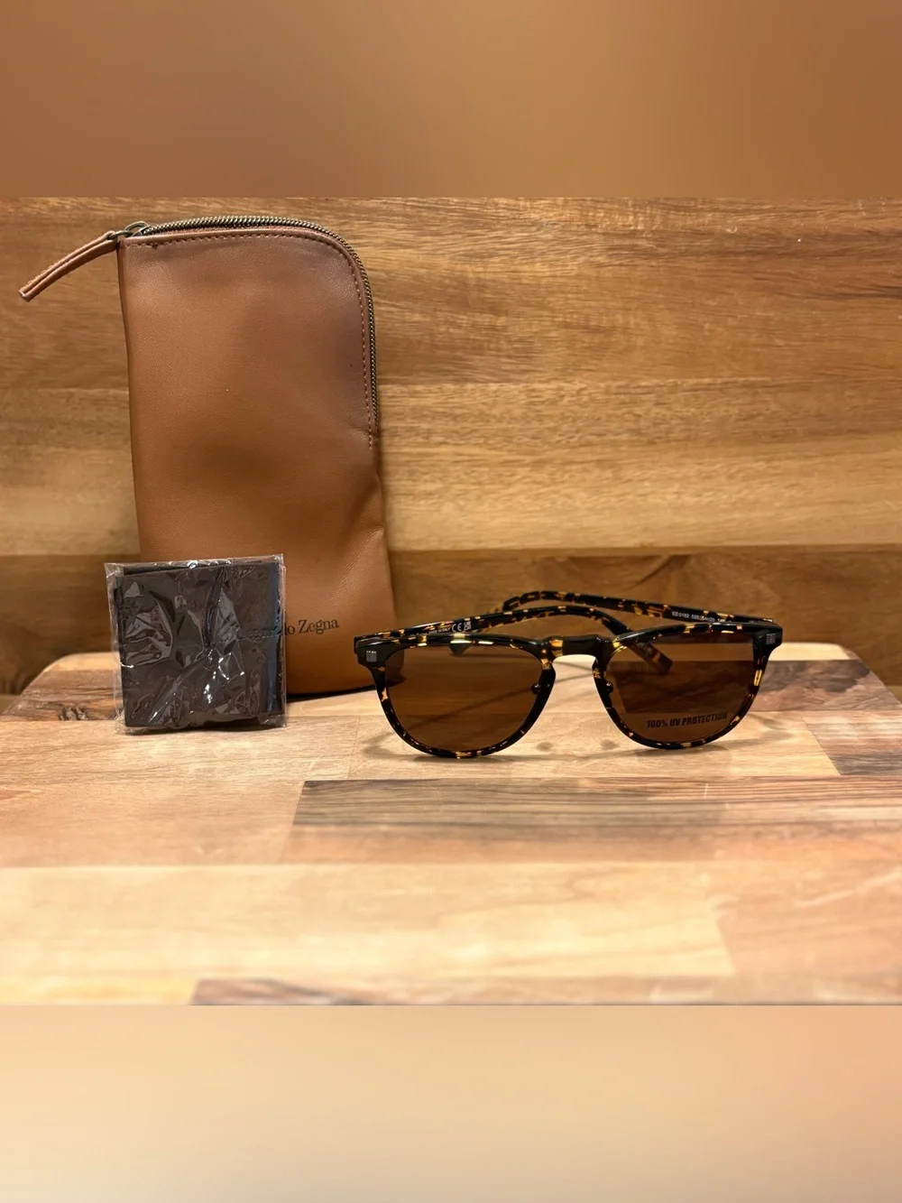 Ermenegildo Zegna EZ0182 Sunglasses 52E Round Blonde Tortoise Luxury